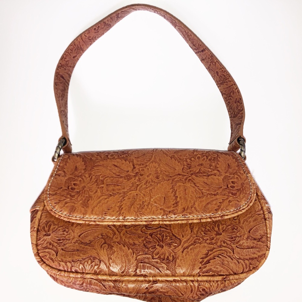 Nine West Brown Floral Embossed Shoulder Bag